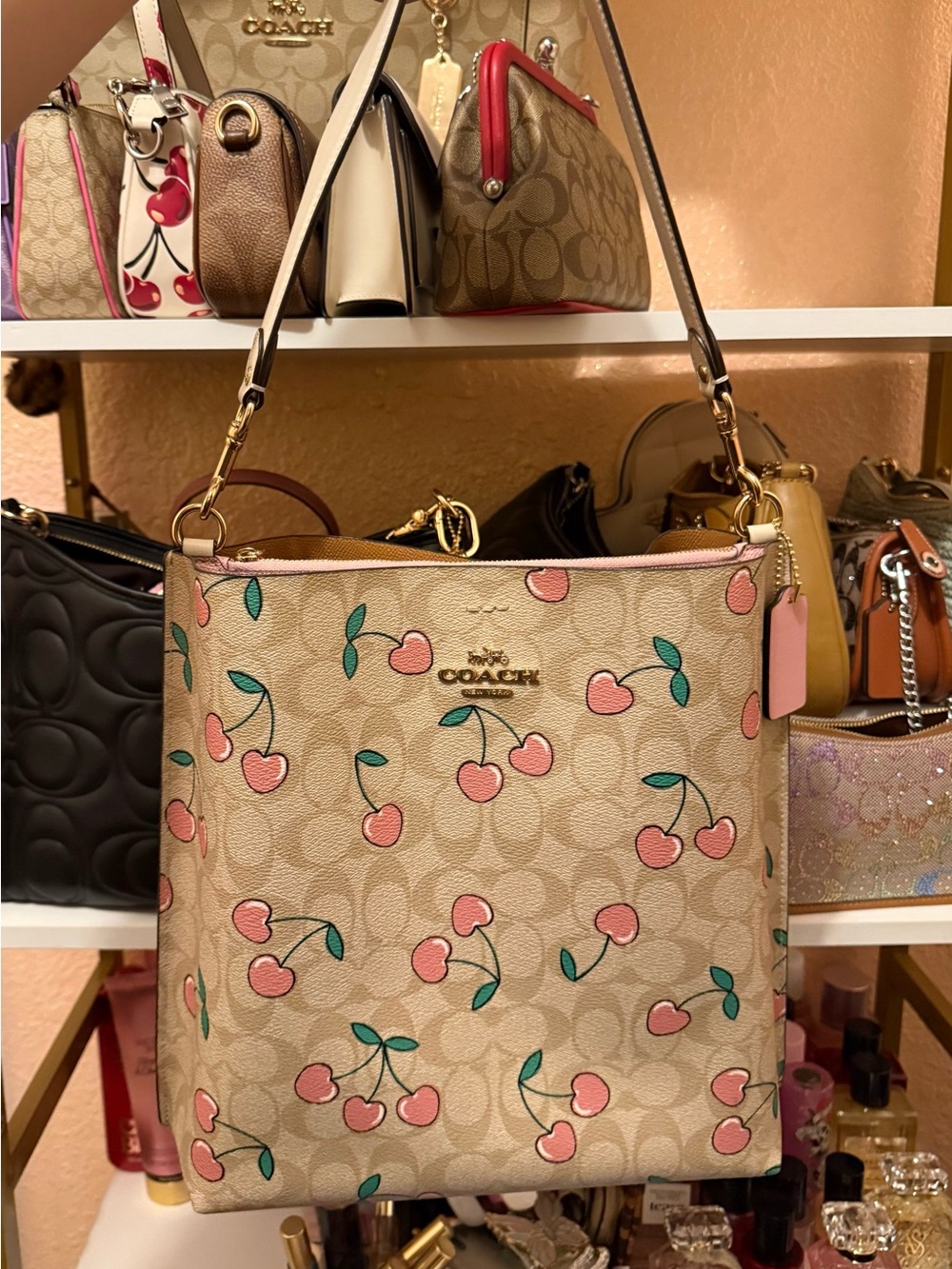 Coach Cherry Mollie Bucket Bag